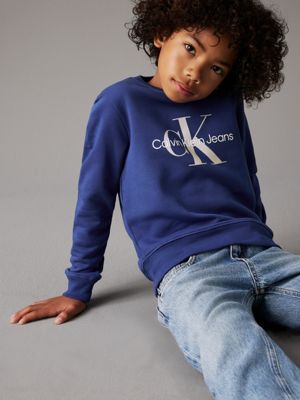 pigment blue kids' logo sweatshirt for kids gender inclusive calvin klein jeans