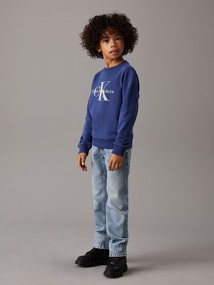 pigment blue kids' logo sweatshirt for kids gender inclusive calvin klein jeans