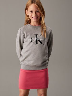 grey heather kids' logo sweatshirt for kids gender inclusive calvin klein jeans