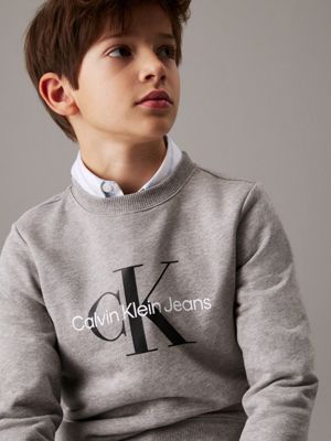 grey heather kids' logo sweatshirt for kids gender inclusive calvin klein jeans