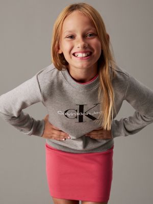 grey heather kids' logo sweatshirt for kids gender inclusive calvin klein jeans