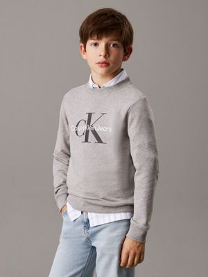 grey kids' logo sweatshirt for kids gender inclusive calvin klein jeans