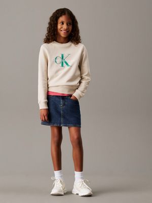 oyster gray kids' logo sweatshirt for kids gender inclusive calvin klein jeans