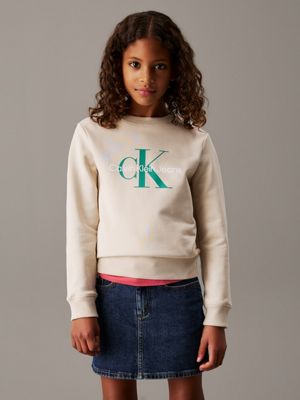 grey kids' logo sweatshirt for kids gender inclusive calvin klein jeans