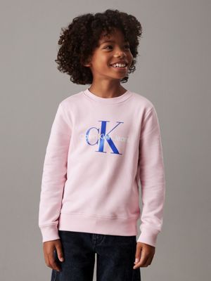 chalk pink kids' logo sweatshirt for kids gender inclusive calvin klein jeans