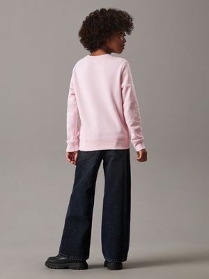 chalk pink kids' logo sweatshirt for kids gender inclusive calvin klein jeans