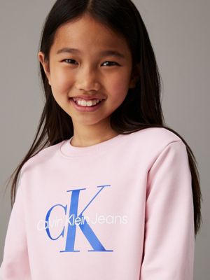 chalk pink kids' logo sweatshirt for kids gender inclusive calvin klein jeans