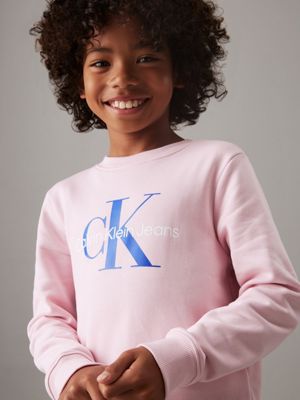 chalk pink kids' logo sweatshirt for kids gender inclusive calvin klein jeans