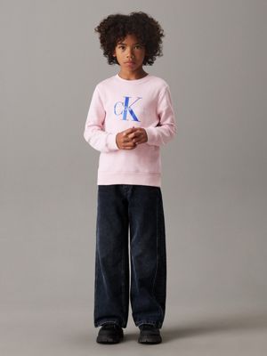 chalk pink kids' logo sweatshirt for kids gender inclusive calvin klein jeans