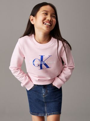 pink kids' logo sweatshirt for kids gender inclusive calvin klein jeans