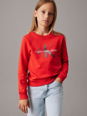 red kids' logo sweatshirt for kids gender inclusive calvin klein jeans