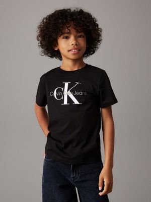 ck black kids' logo t-shirt for kids gender inclusive calvin klein jeans