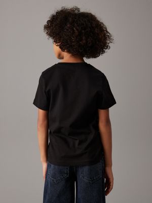 ck black kids' logo t-shirt for kids gender inclusive calvin klein jeans