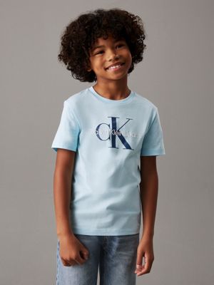 ozone blue kids' logo t-shirt for kids gender inclusive calvin klein jeans