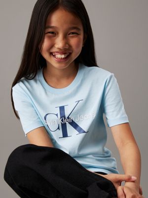 ozone blue kids' logo t-shirt for kids gender inclusive calvin klein jeans