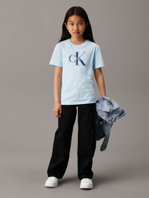 ozone blue kids' logo t-shirt for kids gender inclusive calvin klein jeans