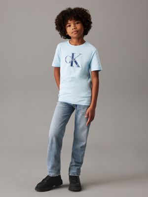 ozone blue kids' logo t-shirt for kids gender inclusive calvin klein jeans