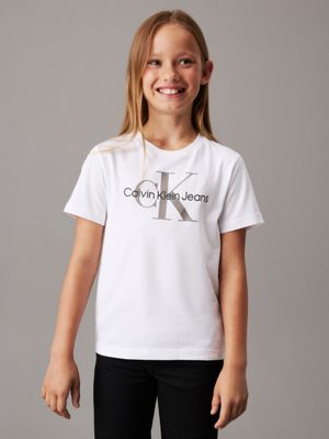 bright white kids' logo t-shirt for kids gender inclusive calvin klein jeans