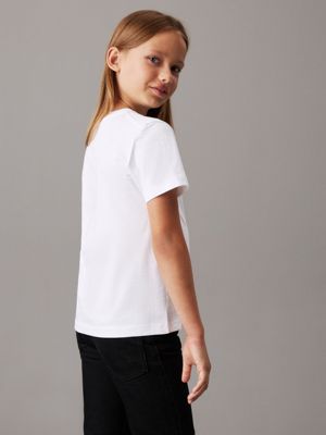 bright white kids' logo t-shirt for kids gender inclusive calvin klein jeans