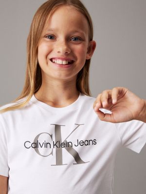 bright white kids' logo t-shirt for kids gender inclusive calvin klein jeans