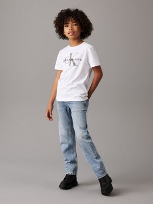 bright white kids' logo t-shirt for kids gender inclusive calvin klein jeans