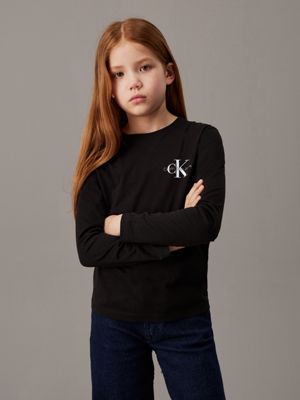 ck black kids' long sleeve t-shirt for kids gender inclusive calvin klein jeans