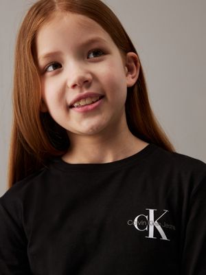 ck black kids' long sleeve t-shirt for kids gender inclusive calvin klein jeans