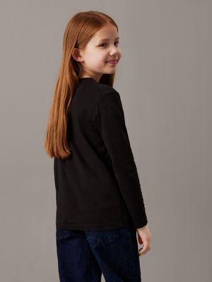 ck black kids' long sleeve t-shirt for kids gender inclusive calvin klein jeans