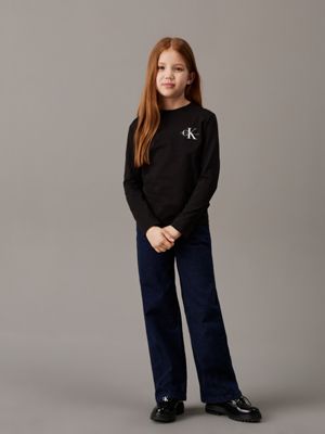 ck black kids' long sleeve t-shirt for kids gender inclusive calvin klein jeans