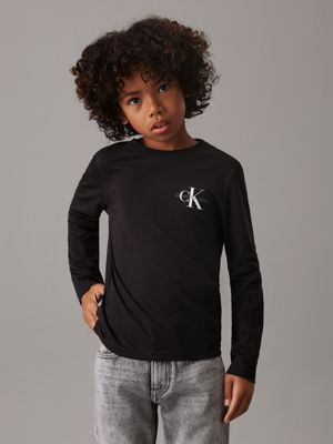 black kids' long sleeve t-shirt for kids gender inclusive calvin klein jeans