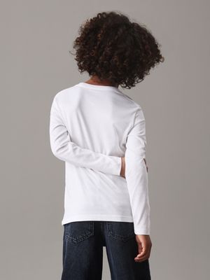 bright white kids' long sleeve t-shirt for kids gender inclusive calvin klein jeans