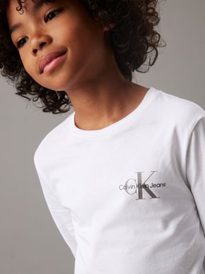 bright white kids' long sleeve t-shirt for kids gender inclusive calvin klein jeans