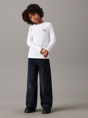 bright white kids' long sleeve t-shirt for kids gender inclusive calvin klein jeans