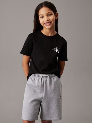 ck black kids' logo t-shirt for kids gender inclusive calvin klein jeans