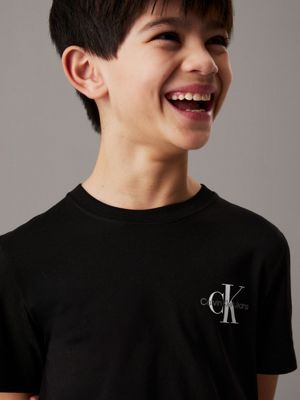 ck black kids' logo t-shirt for kids gender inclusive calvin klein jeans