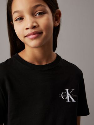 ck black kids' logo t-shirt for kids gender inclusive calvin klein jeans