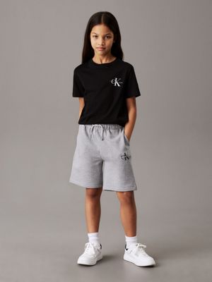 ck black kids' logo t-shirt for kids gender inclusive calvin klein jeans