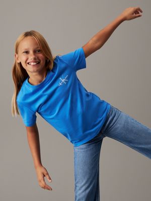 mesmerizing blue kids' logo t-shirt for kids gender inclusive calvin klein jeans