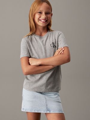 grey heather kids' logo t-shirt for kids gender inclusive calvin klein jeans