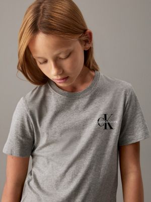 grey heather kids' logo t-shirt for kids gender inclusive calvin klein jeans