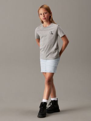 grey heather kids' logo t-shirt for kids gender inclusive calvin klein jeans