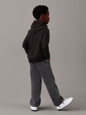 ck black kids' terry hoodie for kids gender inclusive calvin klein jeans