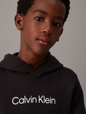 ck black kids' terry hoodie for kids gender inclusive calvin klein jeans