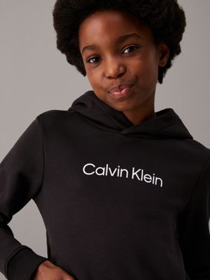 ck black kids' terry hoodie for kids gender inclusive calvin klein jeans