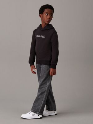 ck black kids' terry hoodie for kids gender inclusive calvin klein jeans