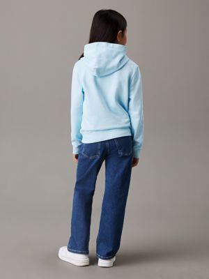 ozone blue kids' terry hoodie for kids gender inclusive calvin klein jeans