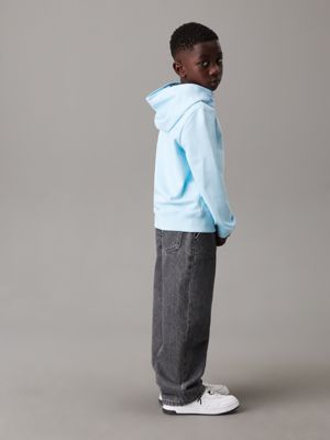 ozone blue kids' terry hoodie for kids gender inclusive calvin klein jeans