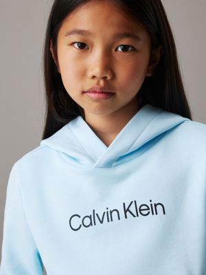 ozone blue kids' terry hoodie for kids gender inclusive calvin klein jeans