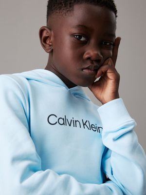 ozone blue kids' terry hoodie for kids gender inclusive calvin klein jeans