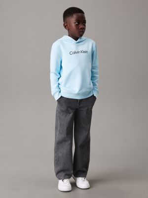 ozone blue kids' terry hoodie for kids gender inclusive calvin klein jeans